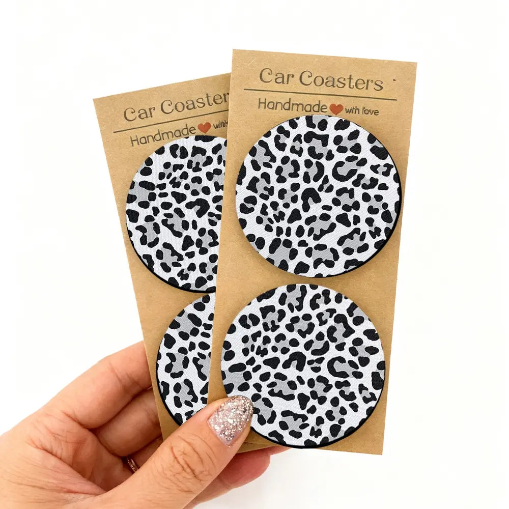 Leopard Print Office Desk Coaster Set-2/4pcs Exquisite Packaging, Easy to Clean, Suitable Christmas and Birthday Gift for Both Men and Women
