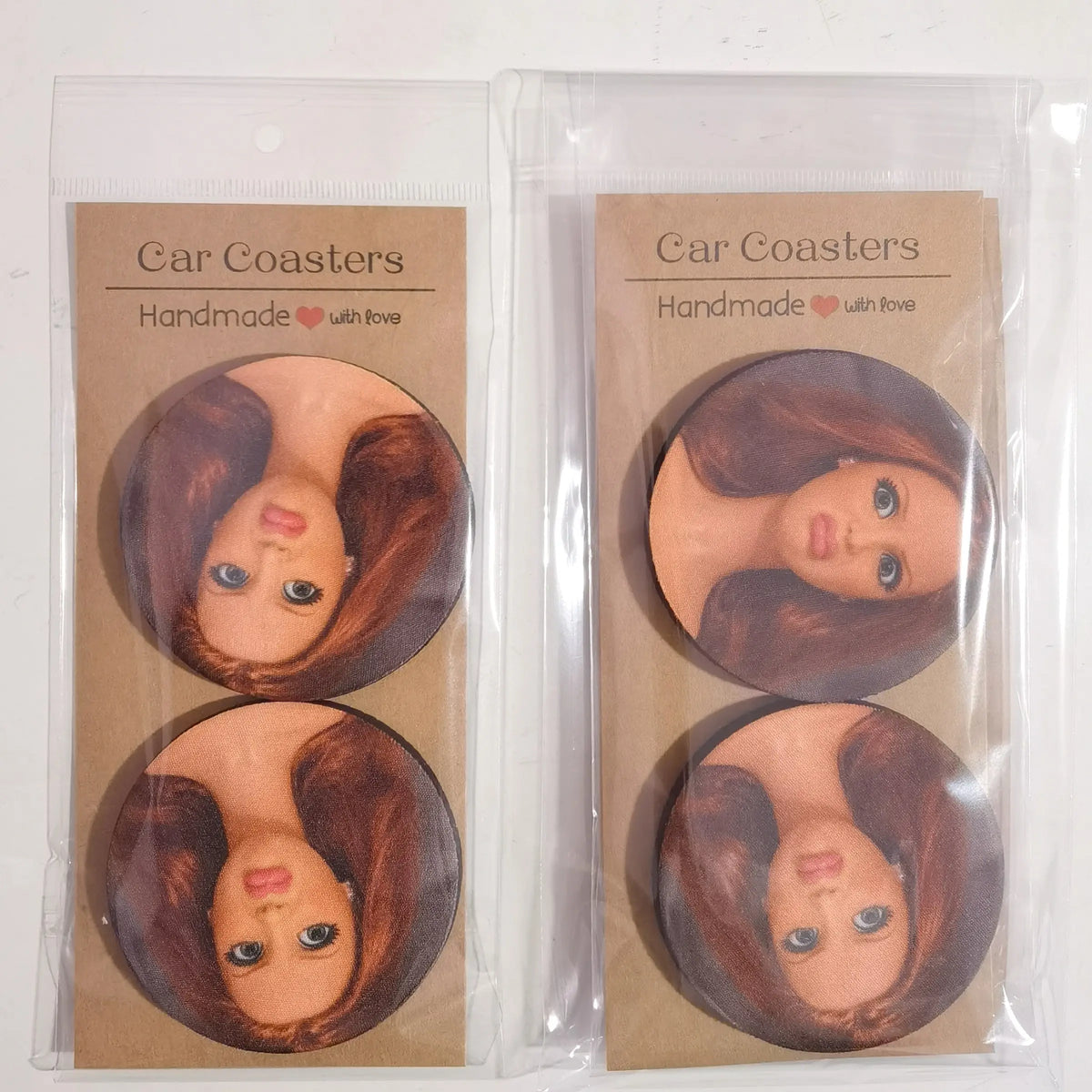 Funny Princess Expression Cup Coasters, Coaster Set, 2/4 Pcs Desktop Drink Mats, Home Office Desk Accessories, 6.8cm, Funny Gift for Colleagues