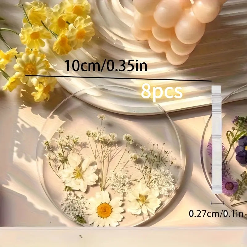 8Pcs Floral Printed Acrylic Coasters, Elegant Flower Pattern Table Decor, Heat Resistant Durable Drink Mats, Ideal Gifts for Wedding, Birthday & Mother's Day, Perfect for Home Party Use, Coasters for Drinks