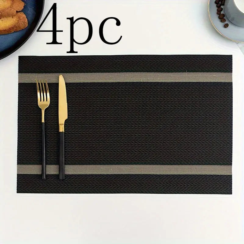 4pc Heat Resistant Non-Slip Washable Placemats, Household Placemat, PVC Insulation Mats, Plastic Placemats, Durable Tableware Protection, Ideal for Dining, Kitchen & Home Use