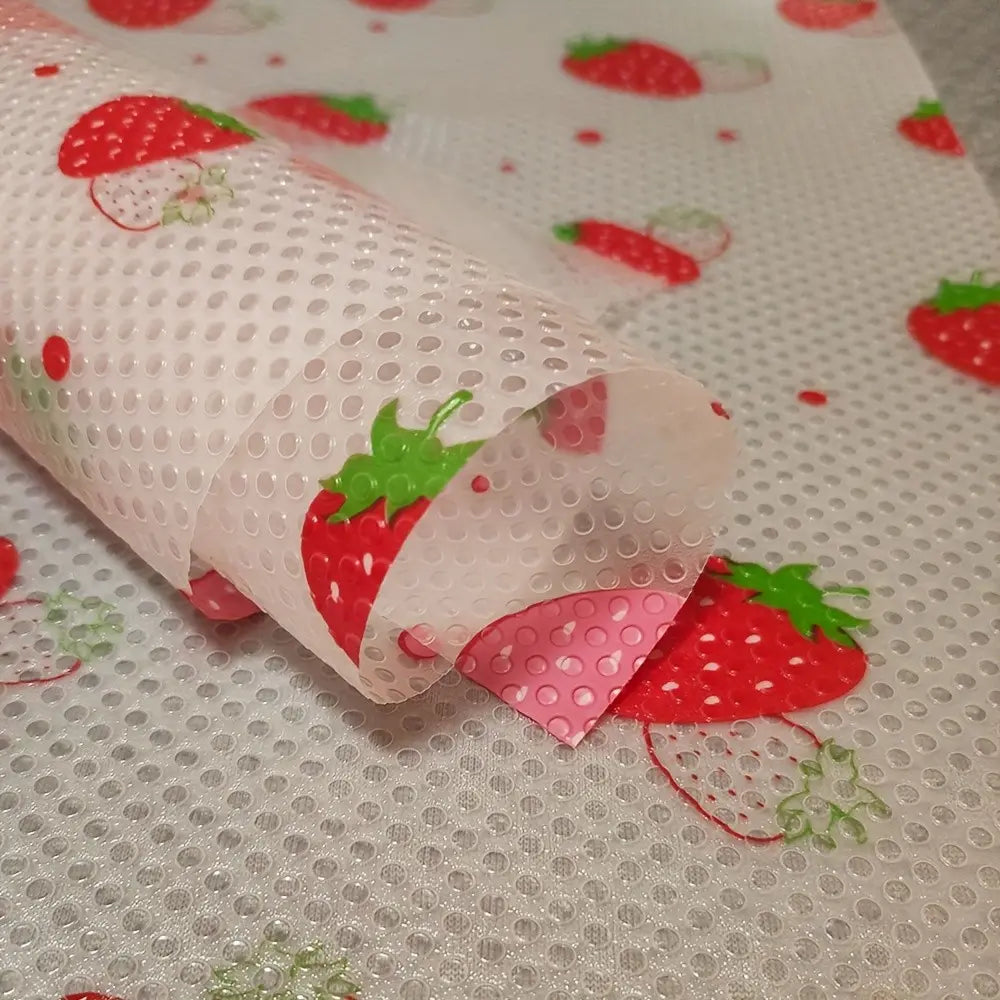 4pcs/8pcs Fridge Liners, Moisture-Proof & Non-Slip, Washable & Reusable, Versatile Use, Eva Material, Strawberry Pattern, Kitchen Decor, Drawer Pads, Cabinet Mats, Coasters