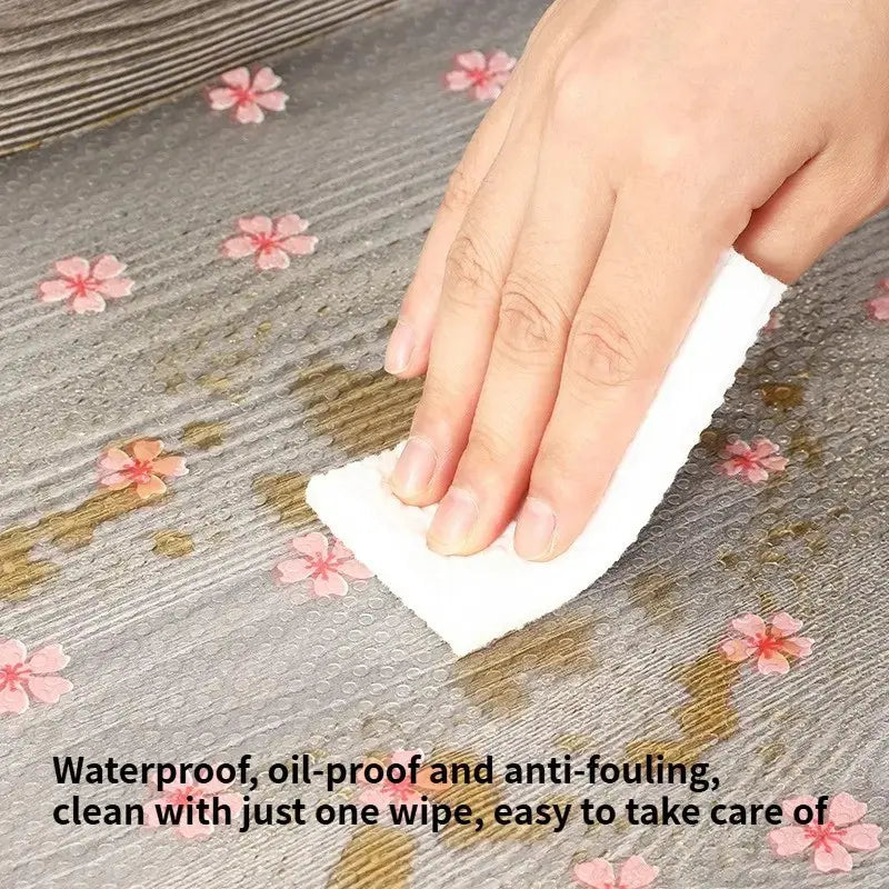 Eva Plastic Kitchen Cabinet Liner Roll, Non-Stick Waterproof Oil-Proof, Sakura Pattern Design, Easy Clean Durable Storage Pad (45 x 150cm)
