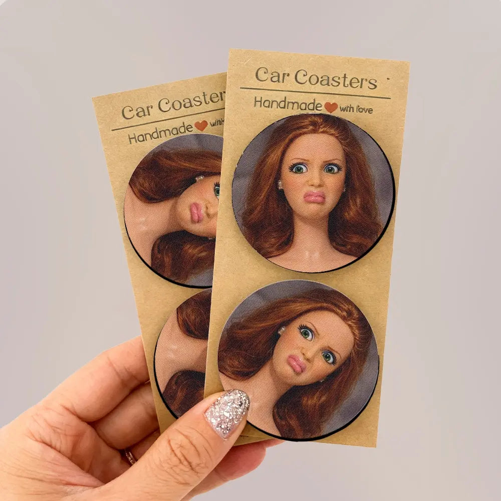Funny Princess Expression Cup Coasters, Coaster Set, 2/4 Pcs Desktop Drink Mats, Home Office Desk Accessories, 6.8cm, Funny Gift for Colleagues