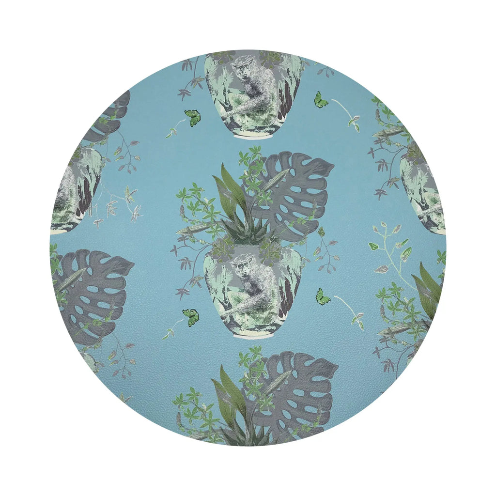 Monkey Small Jungle Vegan Leather Round Coasters