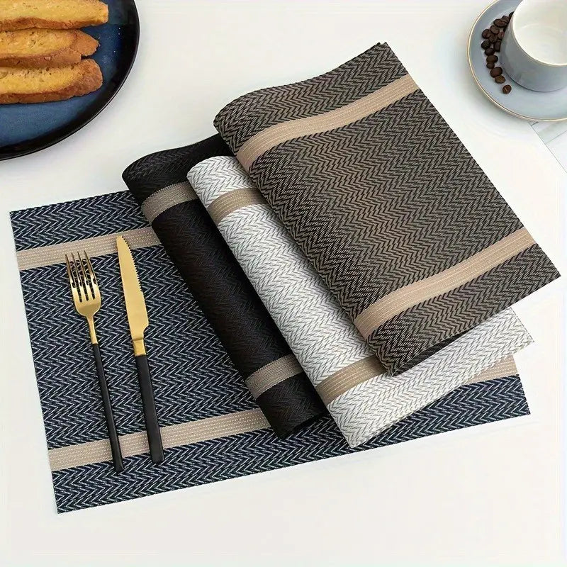 4pc Heat Resistant Non-Slip Washable Placemats, Household Placemat, PVC Insulation Mats, Plastic Placemats, Durable Tableware Protection, Ideal for Dining, Kitchen & Home Use