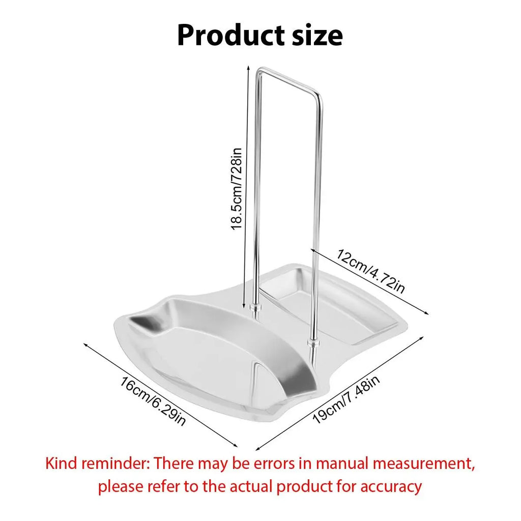 Kitchen Drainable Pot Lid Holder, Stainless Steel Punch-Free Spoon Support, Detachable Frame with Water Tray, Neat Lid Storage Solution