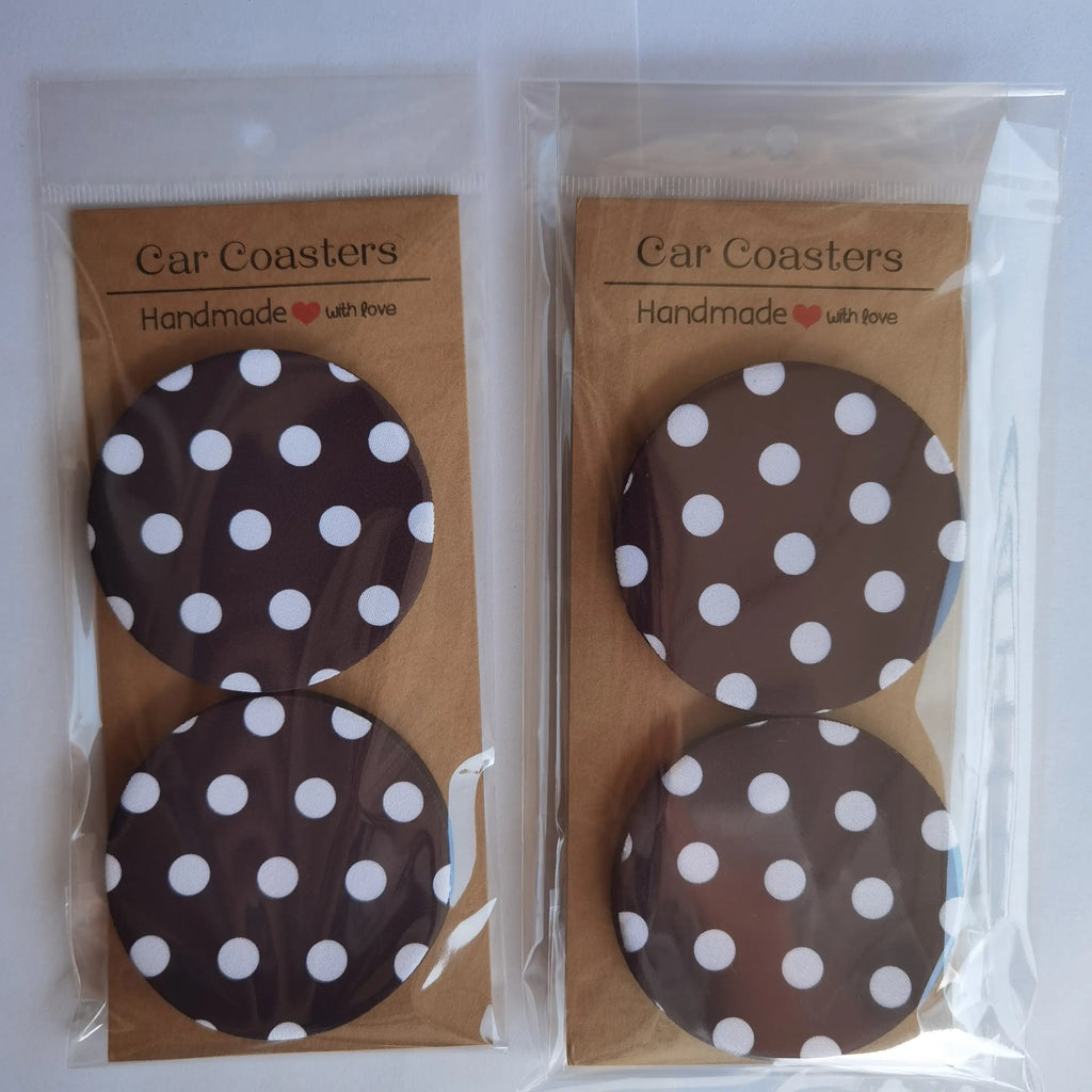 Polka Dot Desktop Coasters Set [2/4 Pcs], Absorbent Chloroprene Rubber, Mug Coasters, Cute Office Accessories, Fresh Girl Home Office Gear