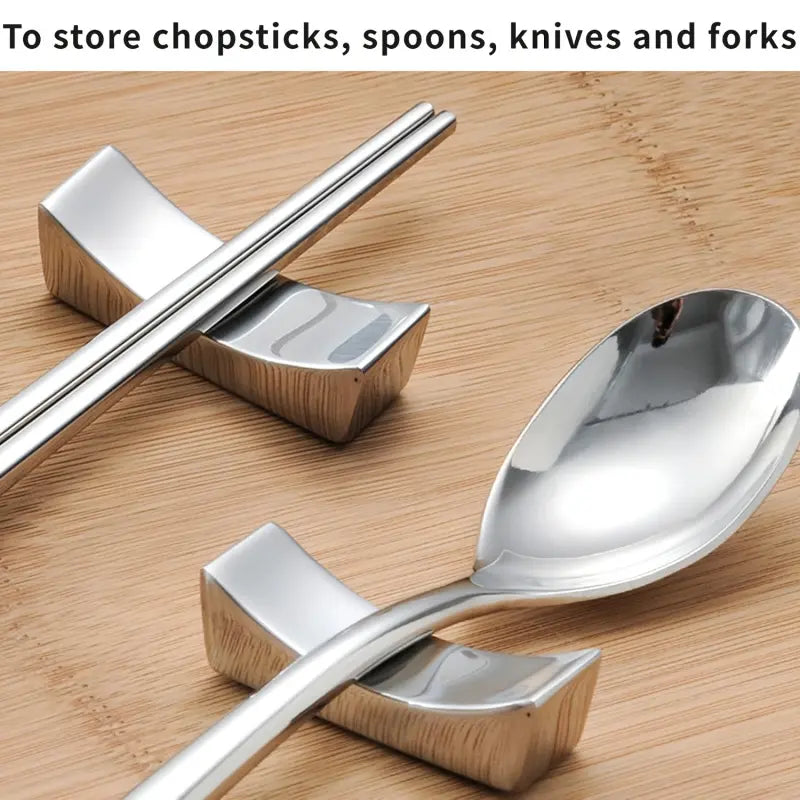 Chopstick holder -8-piece set, stainless steel chopstick holder, chopstick holder, knife fork spoon holder, suitable for cutlery kitchen, silver, curved chopstick holder knife holder, used for countertop hand-held chopstick spoon and knife table decoratio