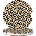 Absorbent  Coasters for Cup Holders, 2 Pack Universal Anti Slip Ceramic Cup Coaster for Women Men 2.56 Inch  Interior Accessories -  Brown Leopard 002