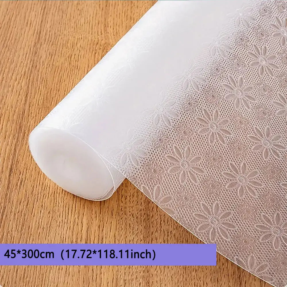 Transparent Floral Texture Refrigerator Mat, Moisture-Proof Non-Slip Inner Liner, Durable Eva Material, Kitchen Decor, Drawer Pad, Transparent Floral Design, Versatile Use, Translucent Floral Design