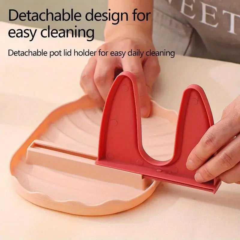 Single Small Rectangular Compact Plain Solid Countertop Kitchen Pan Lid Organizer - Tableware Rest, Cutlery, Spoon & Spatula Storage Holder for Home
