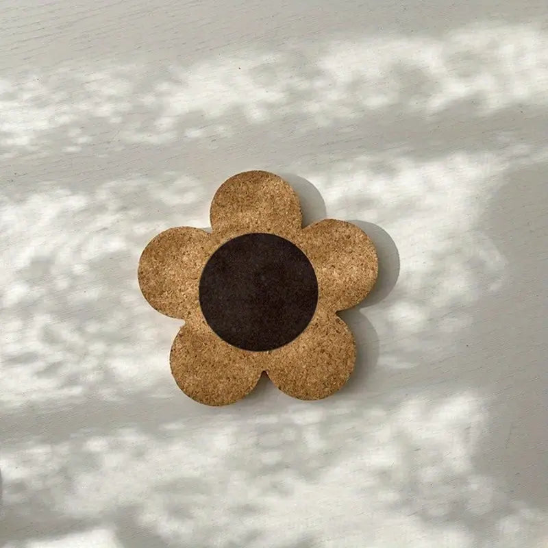 Absorbent Reusable Cork Coasters - Coaster Set - Bulk Pack of 100% Cork Flower Shape - Farmhouse Rustic Wood Design - for Desk and Glass Table