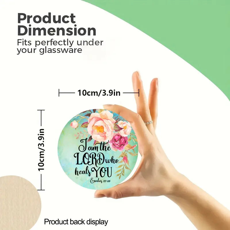 6-piece set of motivational wooden coasters - featuring Bible verses, faith, and spiritual patterns, perfect for coffee, tea, and beverages - perfect for home decor and housewarming gifts Round Coaster Coasters For Drinks
