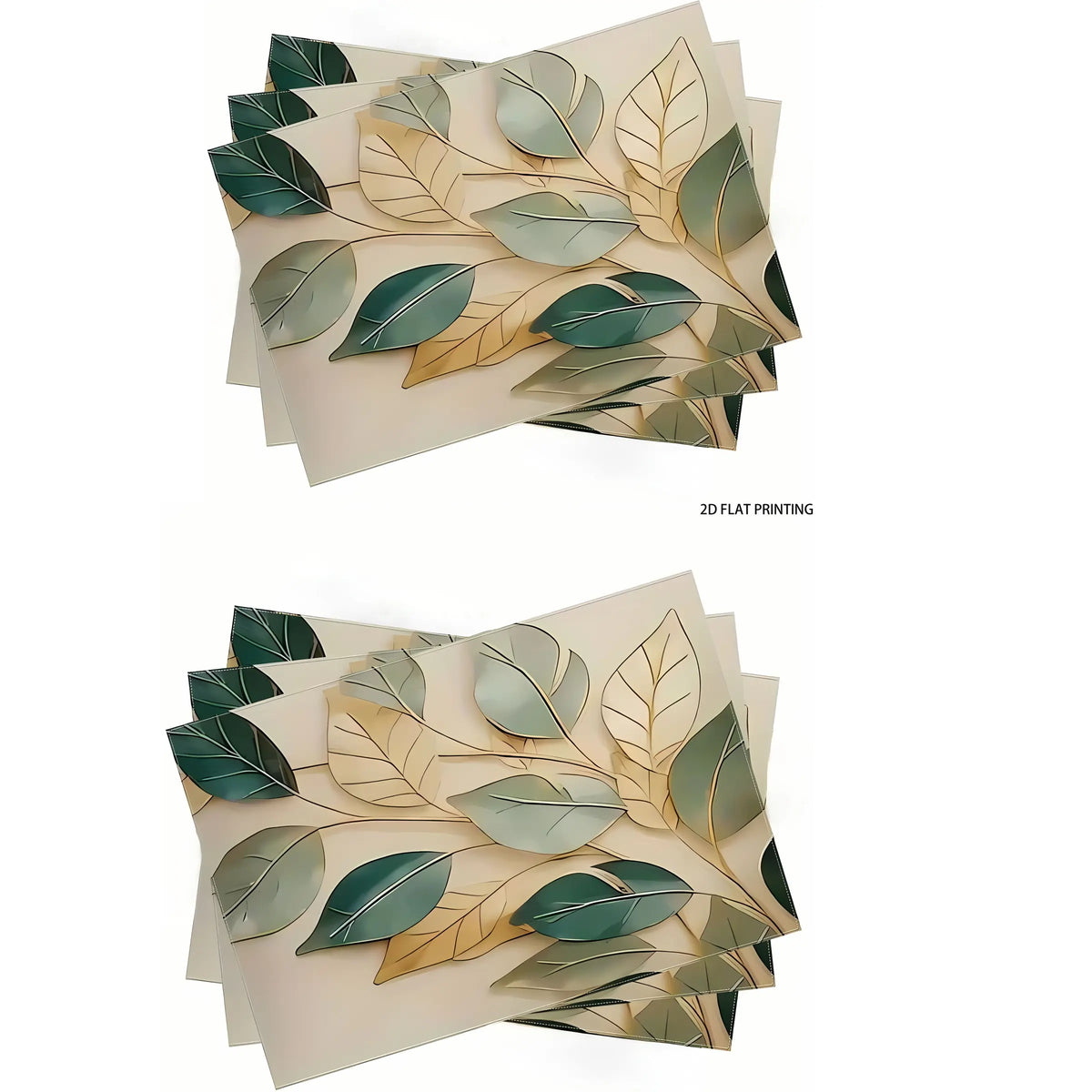 2D flat printing, 2-piece/4-piece/6-piece/8-piece set of Aesthetic leaf pattern dining table boho Cloth placemats, 12x18 inch single-sided 2D printed fabric table mat set, suitable for home decoration and party decoration