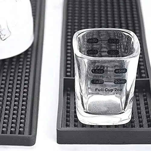 2-Pack Rectangle Modern Bar Mats for Countertop - 12x6x0.4in Durable Anti-Slip Synthetic Rubber Spill Mats for Kitchen Counters, Clubs, Indoor Household Tableware Pads