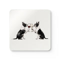 Boston Terriers Watercolour Print Square Coaster Set - 4-Piece 4x4 in Hardboard Base with Gloss Top, Protective Cork, Kitchen Tableware for Coffee Table Use