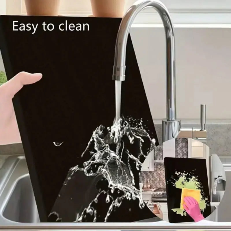 Black Thickened Acrylic Countertop Protector Mat With Raised Water Dam Edge, Waterproof & Scratch Resistant, Specially Designed For Kitchen Worktop Protection, Perfect Fit For Your Kitchen