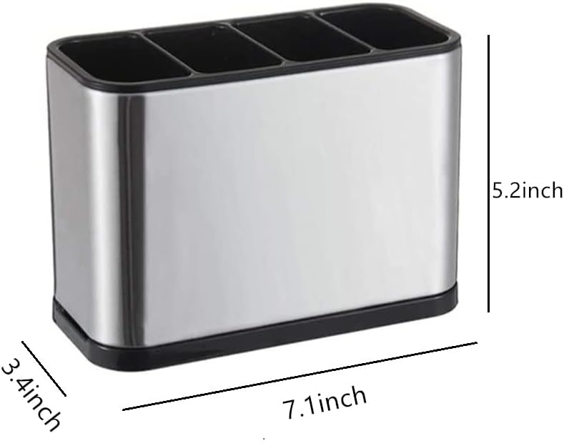 TESOT Silverware Caddy Utensil Caddy Spoon Holder with 4 Divided Compartments, Sturdy Stainless Steel, Rust Proof