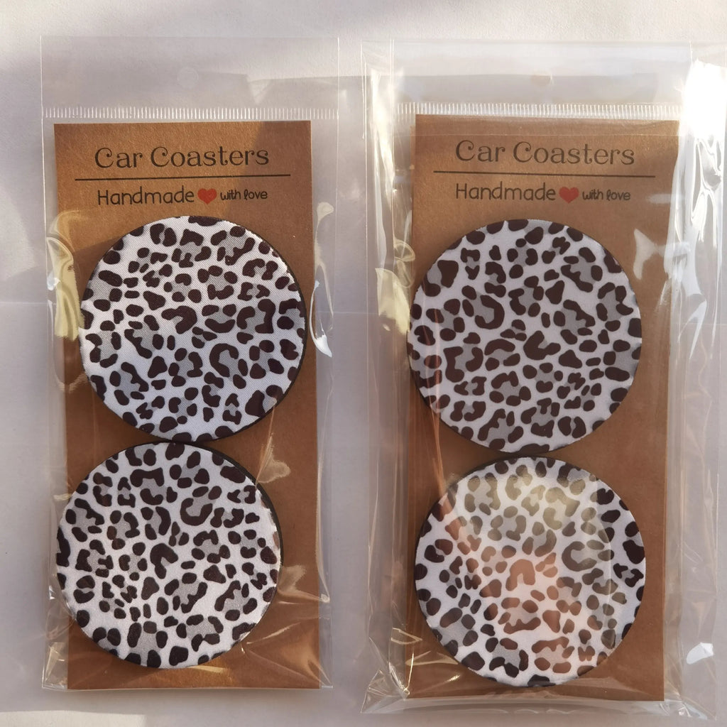 Leopard Print Office Desk Coaster Set-2/4pcs Exquisite Packaging, Easy to Clean, Suitable Christmas and Birthday Gift for Both Men and Women