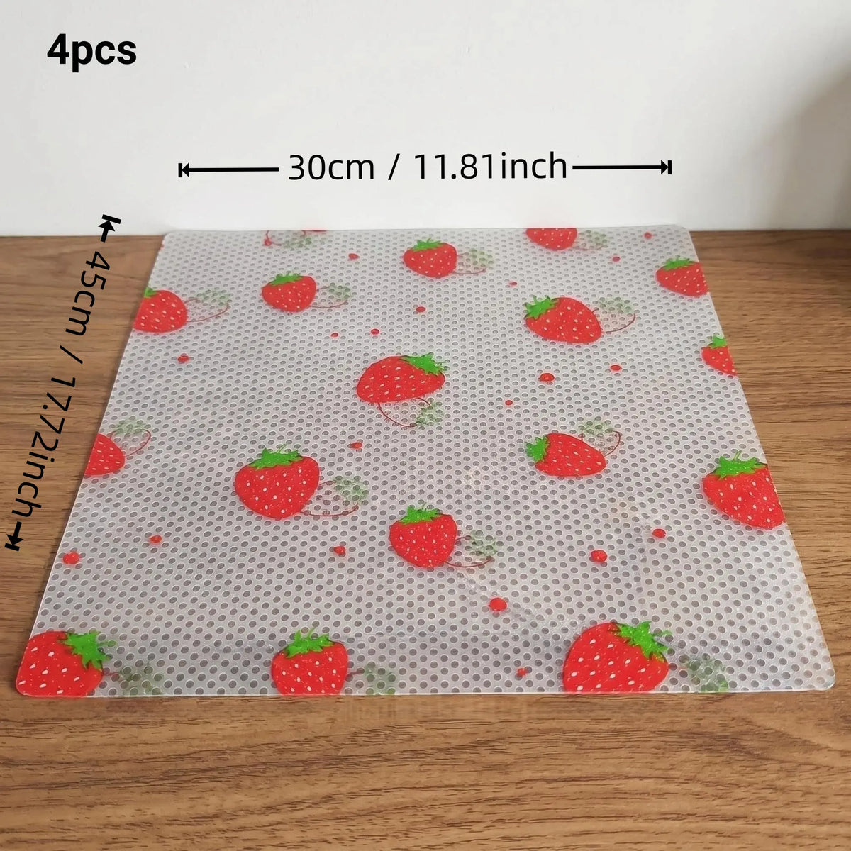 4pcs/8pcs Fridge Liners, Moisture-Proof & Non-Slip, Washable & Reusable, Versatile Use, Eva Material, Strawberry Pattern, Kitchen Decor, Drawer Pads, Cabinet Mats, Coasters
