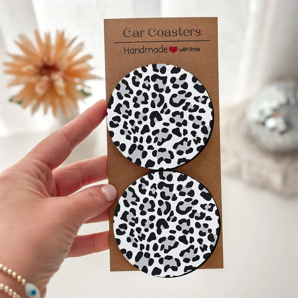 Leopard Print Office Desk Coaster Set-2/4pcs Exquisite Packaging, Easy to Clean, Suitable Christmas and Birthday Gift for Both Men and Women