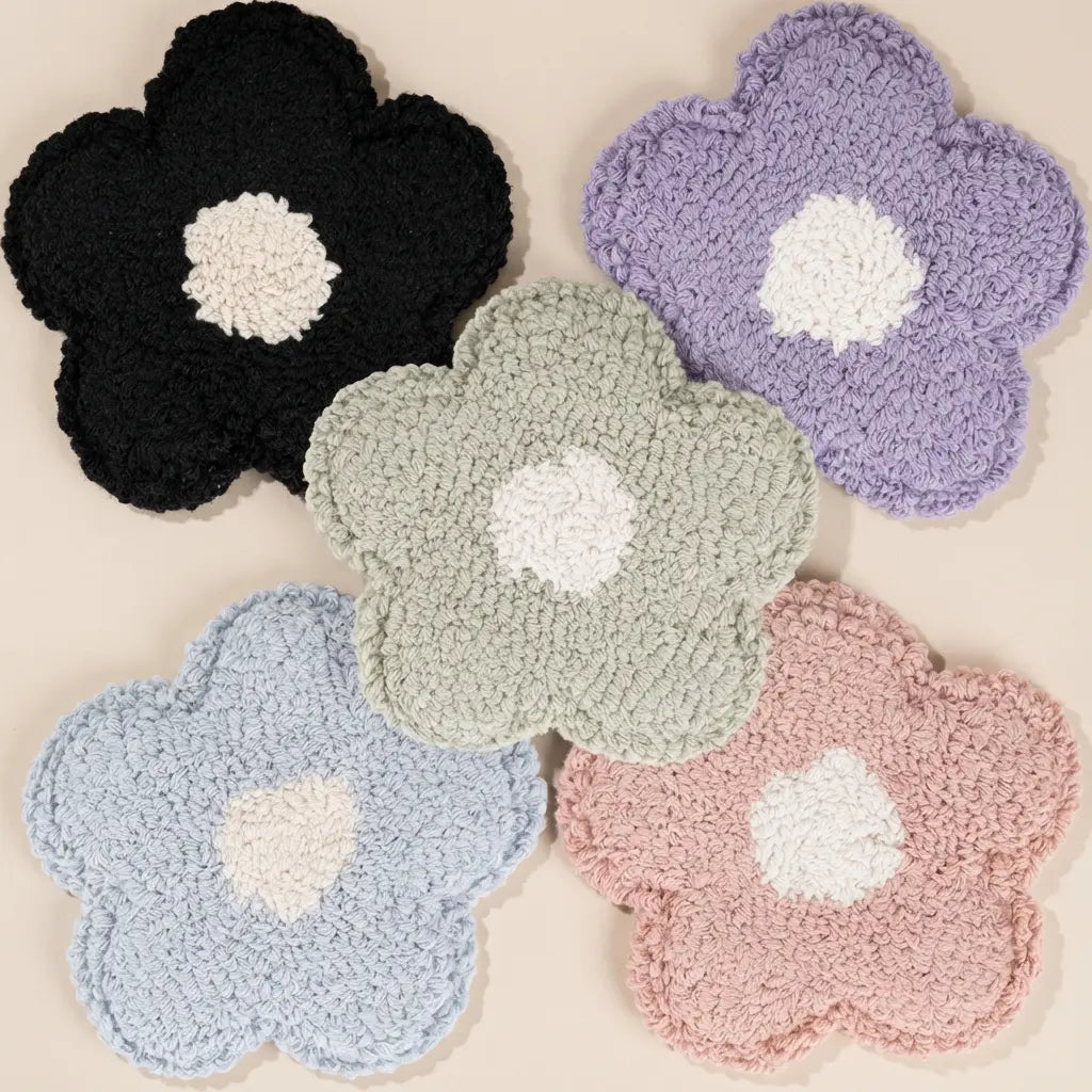 SIP-SIP HOORAY! Thick Cute Round Mug Rug Coasters for Drinks - Retro Blush Pink Daisy, Animals, Ghost, Pumpkin & Halloween Styles Kitchen Tableware with Heart Accents for Nightstand
