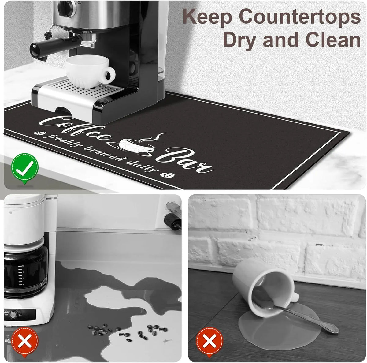 Absorbent Print Kitchen Decorative Placemat - Heat Resistant, Eco-Friendly, Recyclable Household Kitchen Counter Dish Drying Accessory for Coffee Maker, Espresso Machine