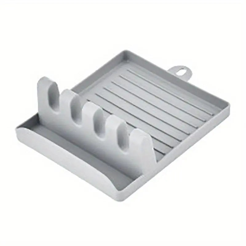 1pc Cooking Utensil Rest, Silicone Spoon Holder, Multiple Kitchen Fork Spoon Holders With 4 Slots And Pot Lid Holder For Kitchen, Keeping Countertops Clean, Spoon Rests, Kitchen Storage Accessories