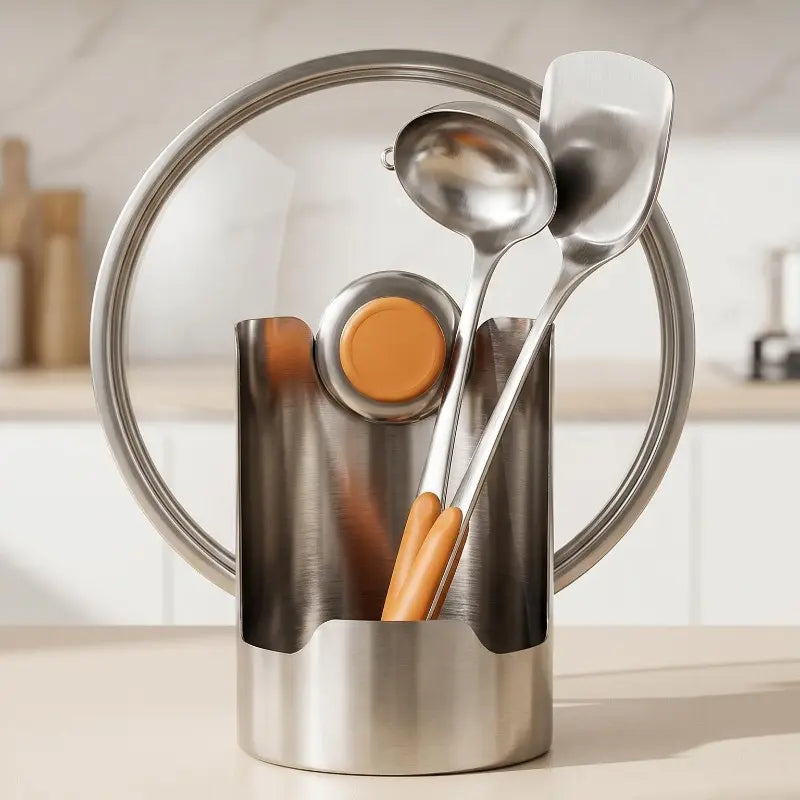 1 PC Stainless Steel Soup Spoon Holder, Chopstick Tray, Kitchen Spoon Storage Plate, Buffet Knife Holder, Multi-compartment Design, Anti-slip Feature, Drainage Storage, Drainage Function, Clean Worktop, Excellent Kitchen Item, Practical Kitchenware