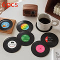 Retro Disc Design Drink Coaster, Round Coaster, Kitchen Coasters, Coasters For Drinks, 6pcs/Set Creative Heat Resistant Non-slip Cup Pads For Home Kitchen Party Table Decor, Kitchen Accessories, Bedroom Decor, Home Decor