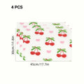 4pcs/8pcs Waterproof Refrigerator Pads, Cherry Pattern, Moisture Resistant, Non Slip, Washable, Reusable, Eva Material, Kitchen Decor