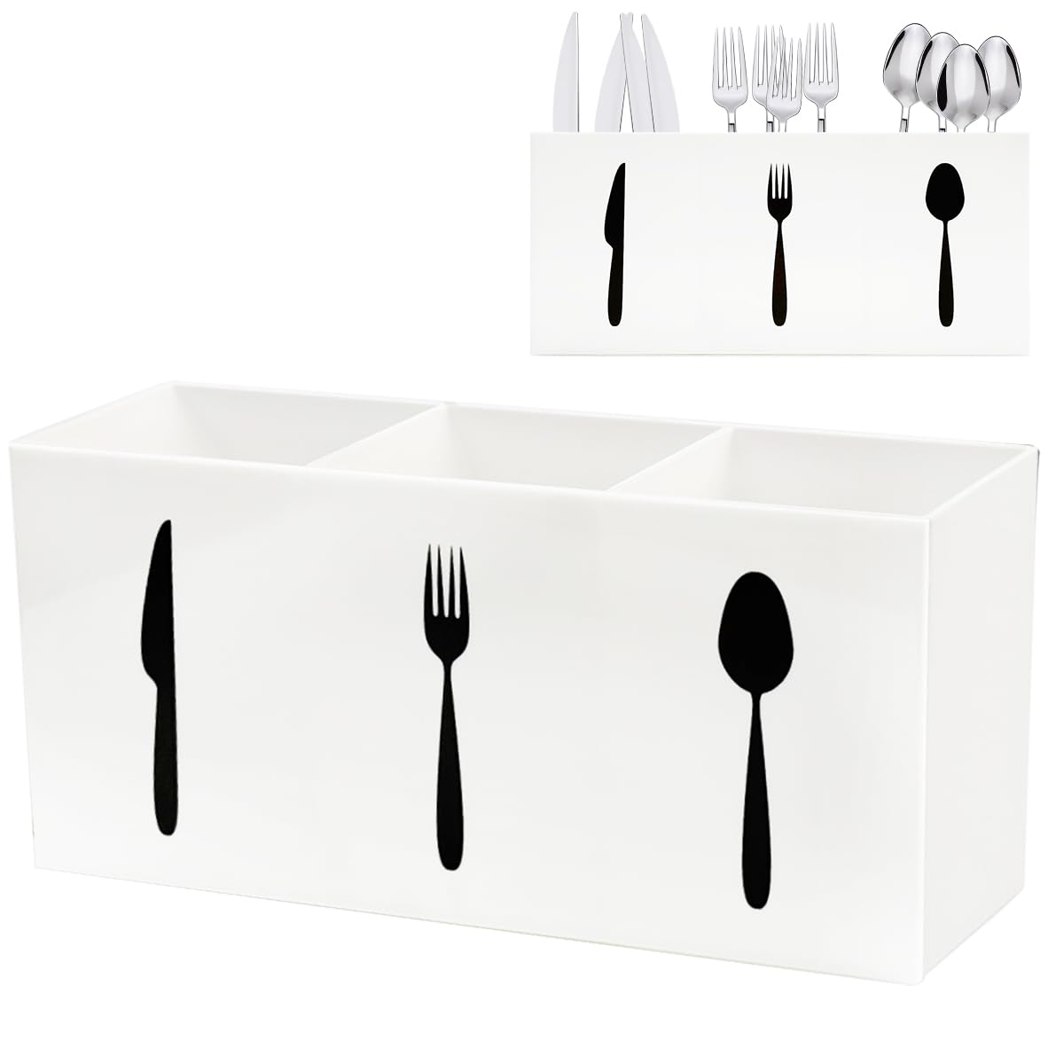 Silverware Holder for Party,Spoon and Fork Organizer(Black)
