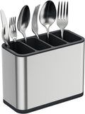 TESOT Silverware Caddy Utensil Caddy Spoon Holder with 4 Divided Compartments, Sturdy Stainless Steel, Rust Proof