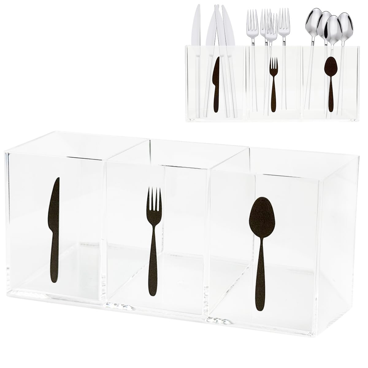 Silverware Holder for Party,Spoon and Fork Organizer(Black)