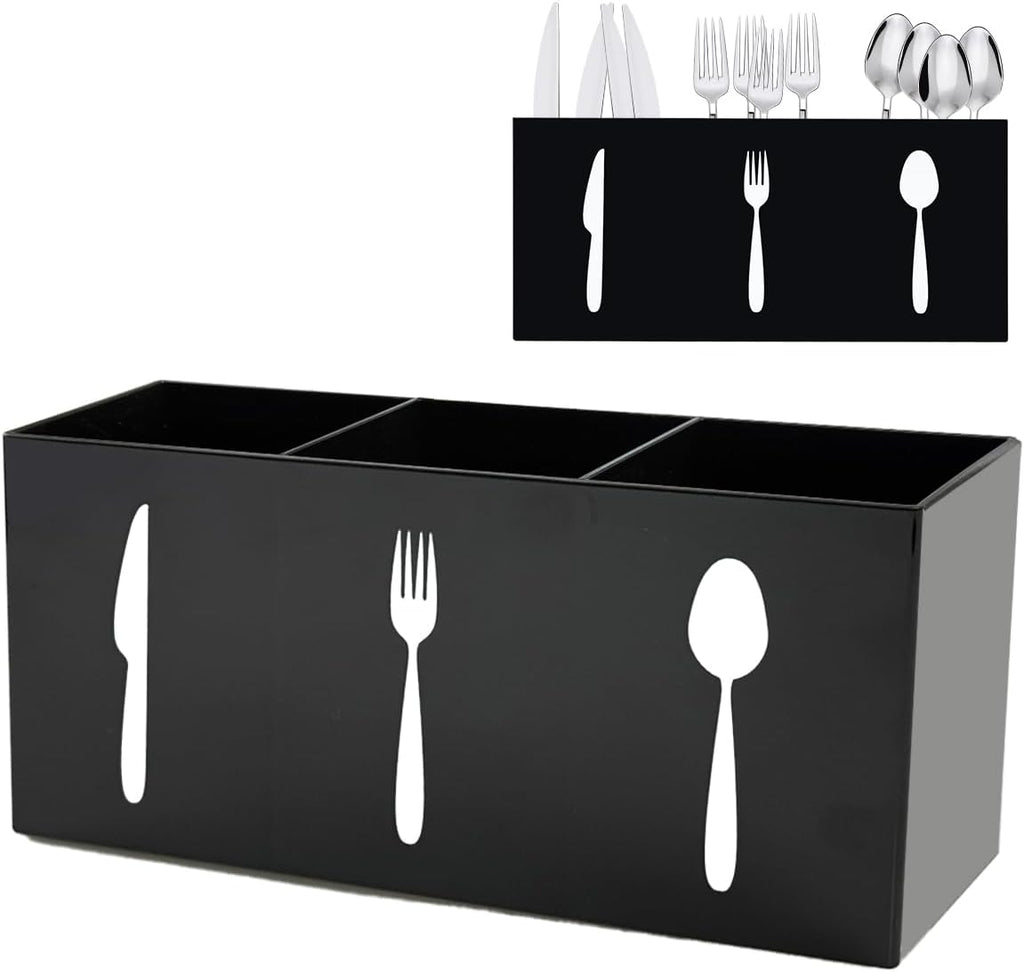 Silverware Holder for Party,Spoon and Fork Organizer(Black)