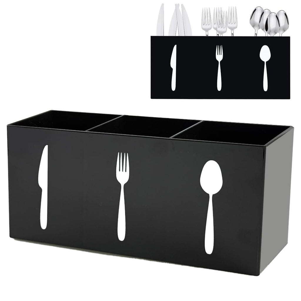 Silverware Holder for Party,Spoon and Fork Organizer(Black)