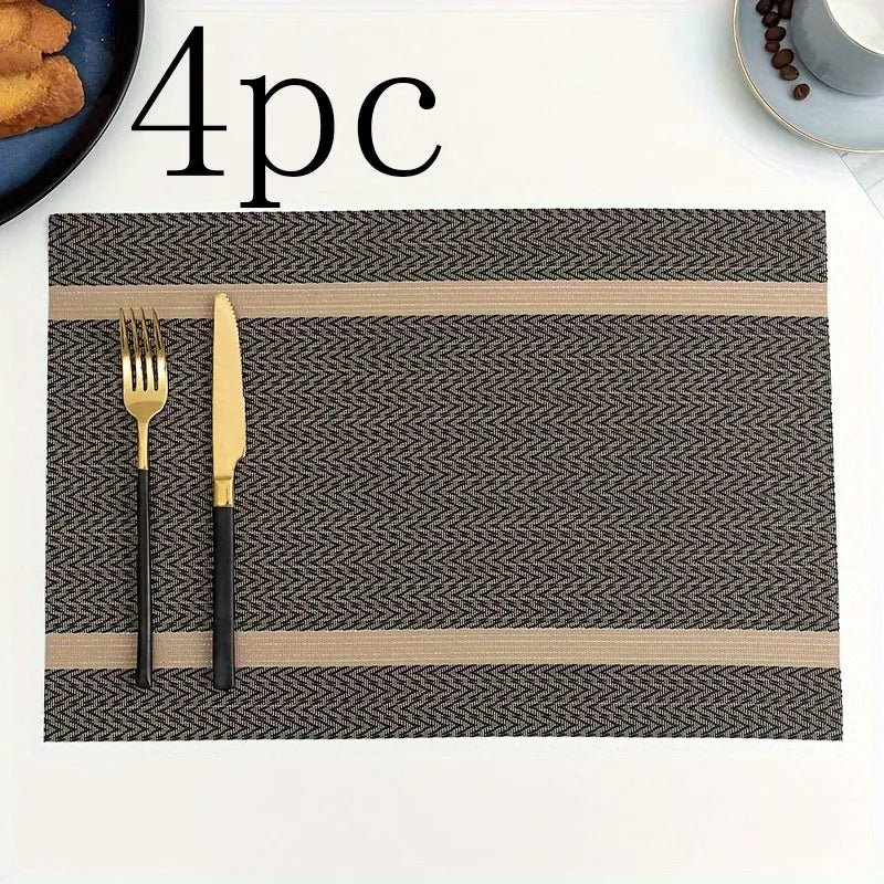 4pc Heat Resistant Non-Slip Washable Placemats, Household Placemat, PVC Insulation Mats, Plastic Placemats, Durable Tableware Protection, Ideal for Dining, Kitchen & Home Use