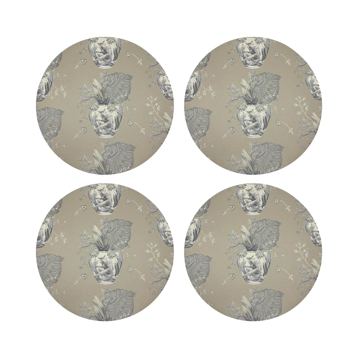 Monkey Small Jungle Vegan Leather Round Coasters
