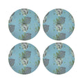 Monkey Small Jungle Vegan Leather Round Coasters