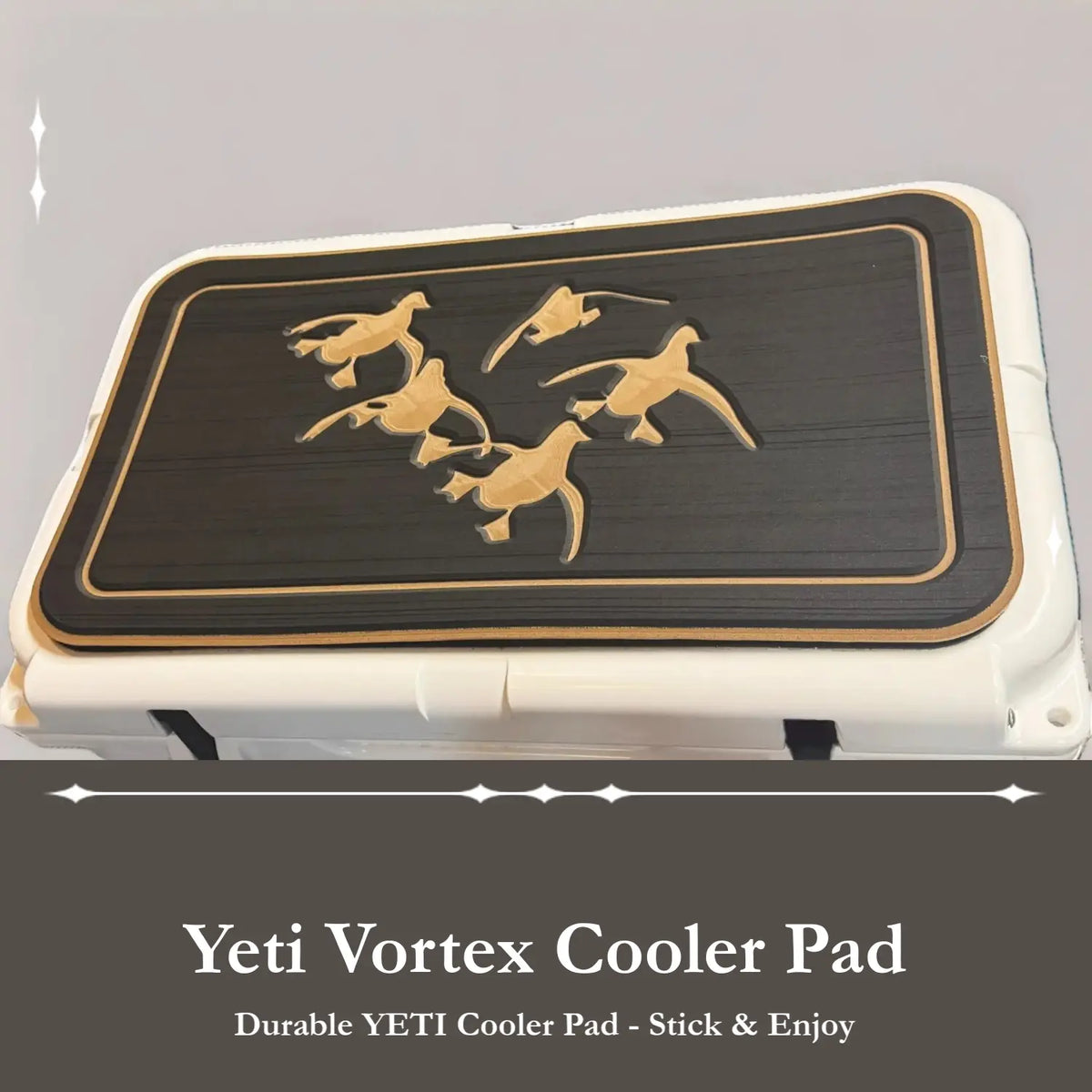 RTIC Vortex Cooler Pad with Cupped Ducks Logo - RTIC Cooler-Fitting Black/Brown Placemat - 3M Easy Peel & Stick Adhesive - Durable, Weather-Resistant for Outdoor Enthusiasts