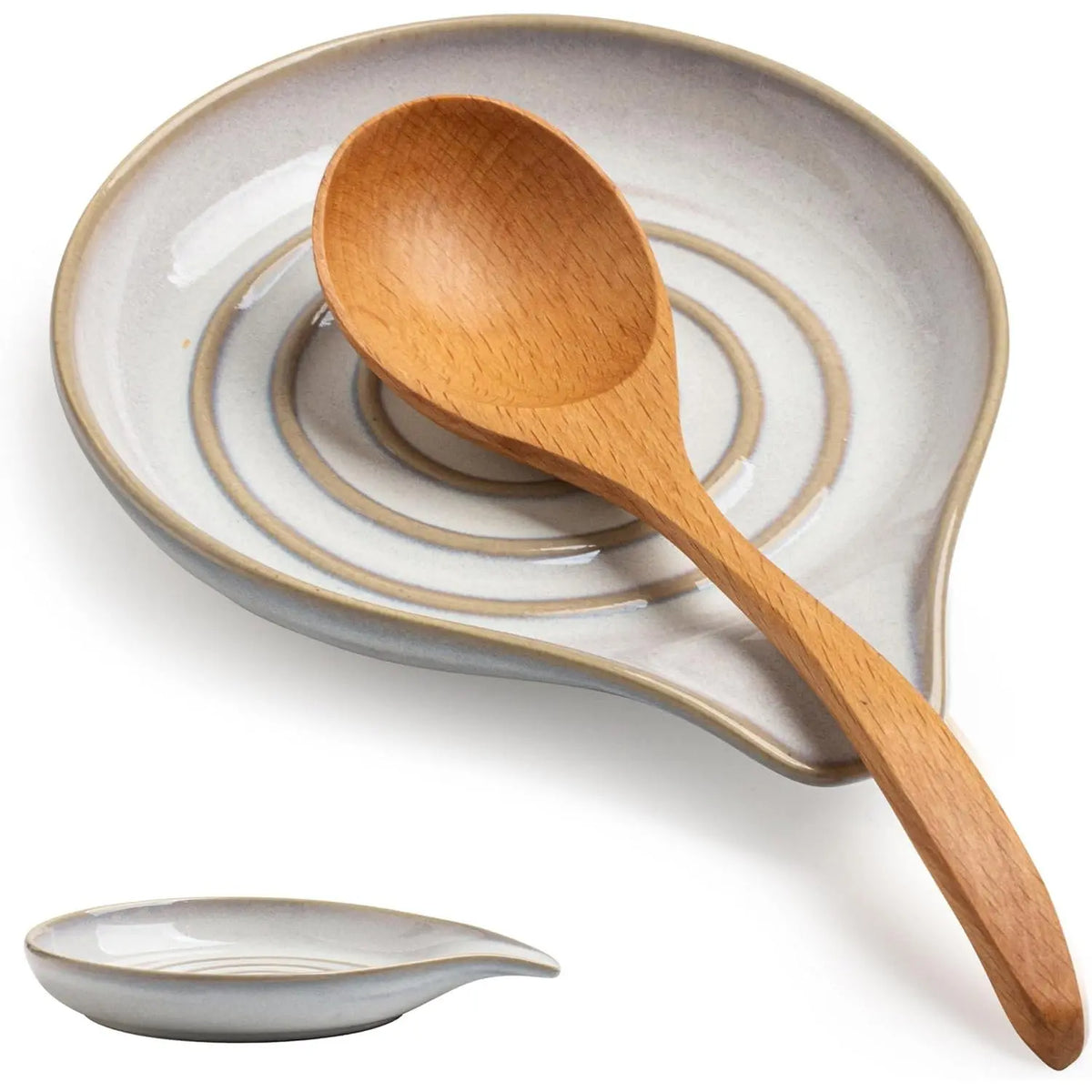 Spoon Rest, Ceramic Cooking Spoon Holder for Kitchen Counter, Large Utensil Rest for Spoons, Ladles, Tongs, Spatula, 5 Inches (Reactive Red Glazed)
