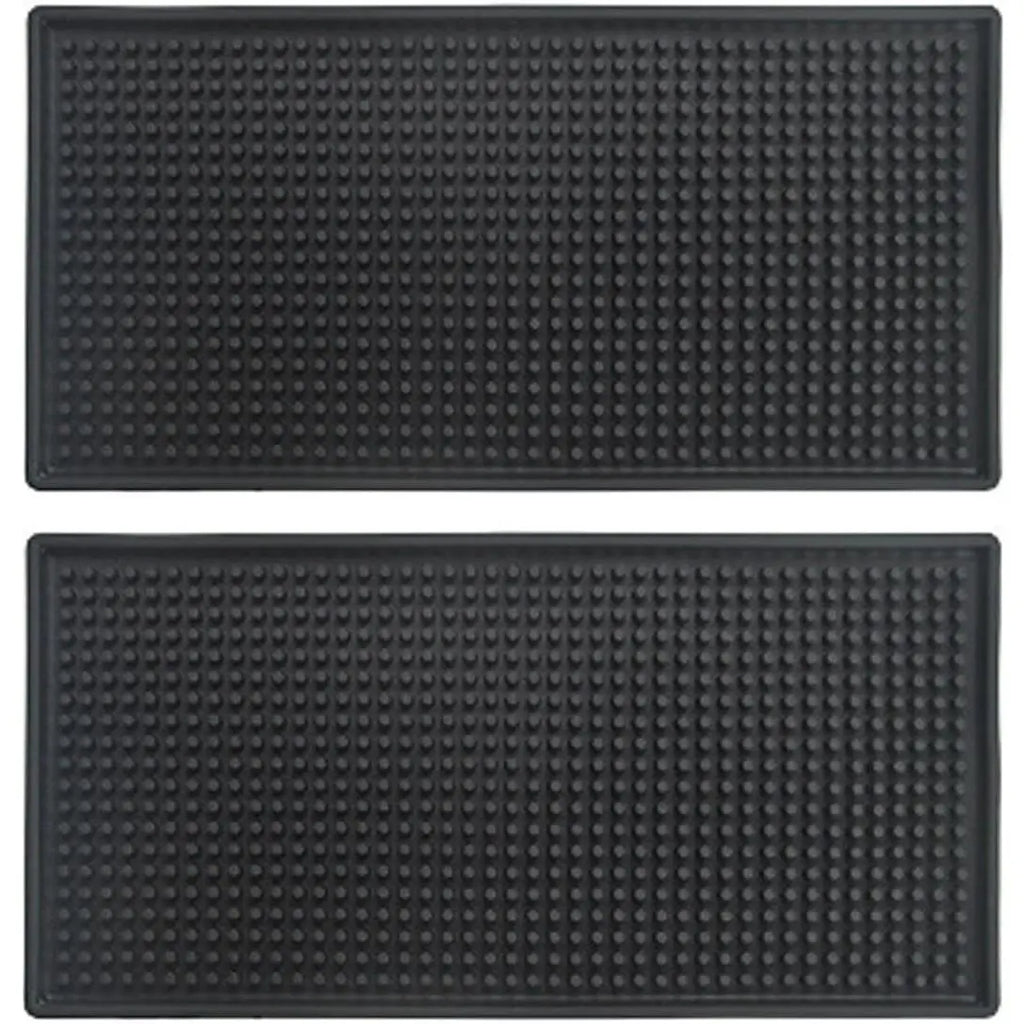 2-Pack Rectangle Modern Bar Mats for Countertop - 12x6x0.4in Durable Anti-Slip Synthetic Rubber Spill Mats for Kitchen Counters, Clubs, Indoor Household Tableware Pads