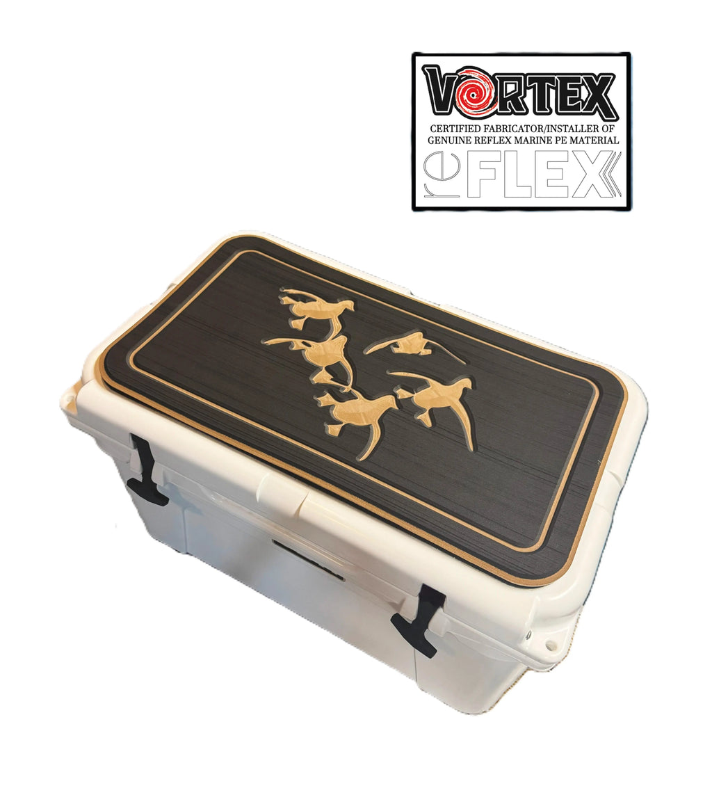 RTIC Vortex Cooler Pad with Cupped Ducks Logo - RTIC Cooler-Fitting Black/Brown Placemat - 3M Easy Peel & Stick Adhesive - Durable, Weather-Resistant for Outdoor Enthusiasts