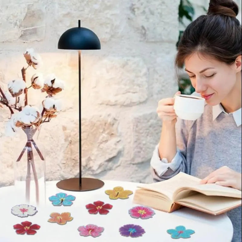 Flower-Shaped Colorful Diamond Painting Coasters Kit, 10pcs/set DIY Decorative Cup Mats for Home, Office and Desk Decor, Diamond Painting Kits #GLOBAL PICKS