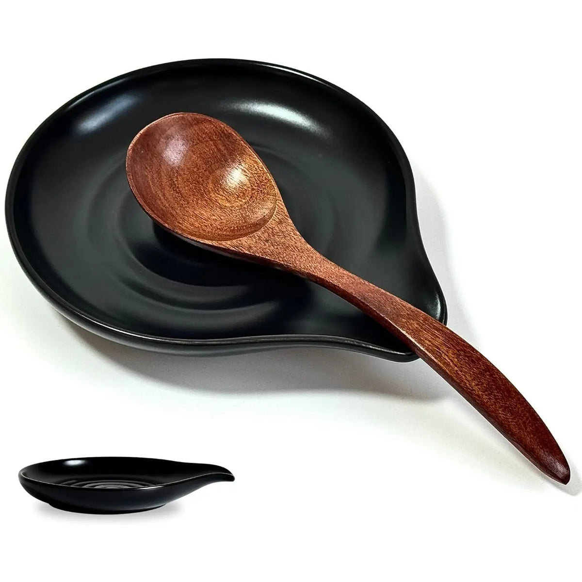 Matte Black Ceramic Stove Spoon Rest - 6.2in Large Tableware Rest, Kitchen Countertop Utensil Stand for Spatulas, Spoons, Ladles, Modern Kitchen Decor, Housewarming Gift