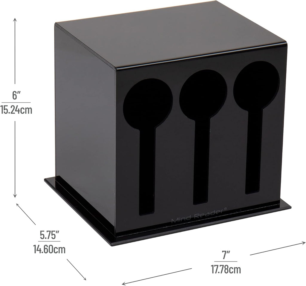 Mind Reader Utensil Dispenser, Silverware Organizer, Plastic Fork and Spoon Dispenser, Kitchen, Black