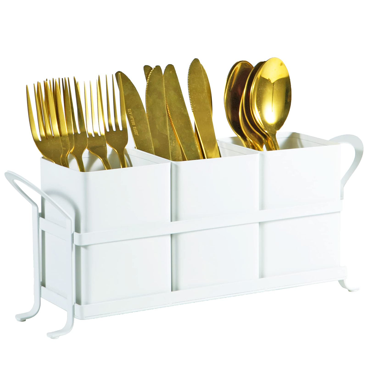 NelyBet Flatware, Cutlery,Kitchen Utensil & Silverware Caddy Organizer Bin Holder for Forks, Spoons, Knives - Perfect for Kitchen Countertop- Black