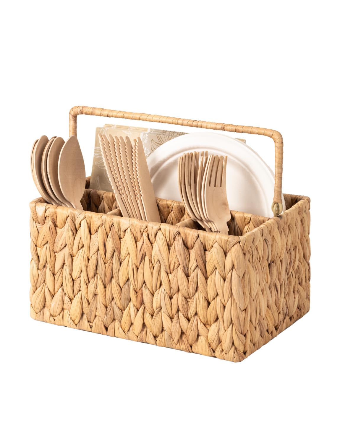 StorageWorks Wicker Silverware Caddy for Party, Rattan Utensil Holder