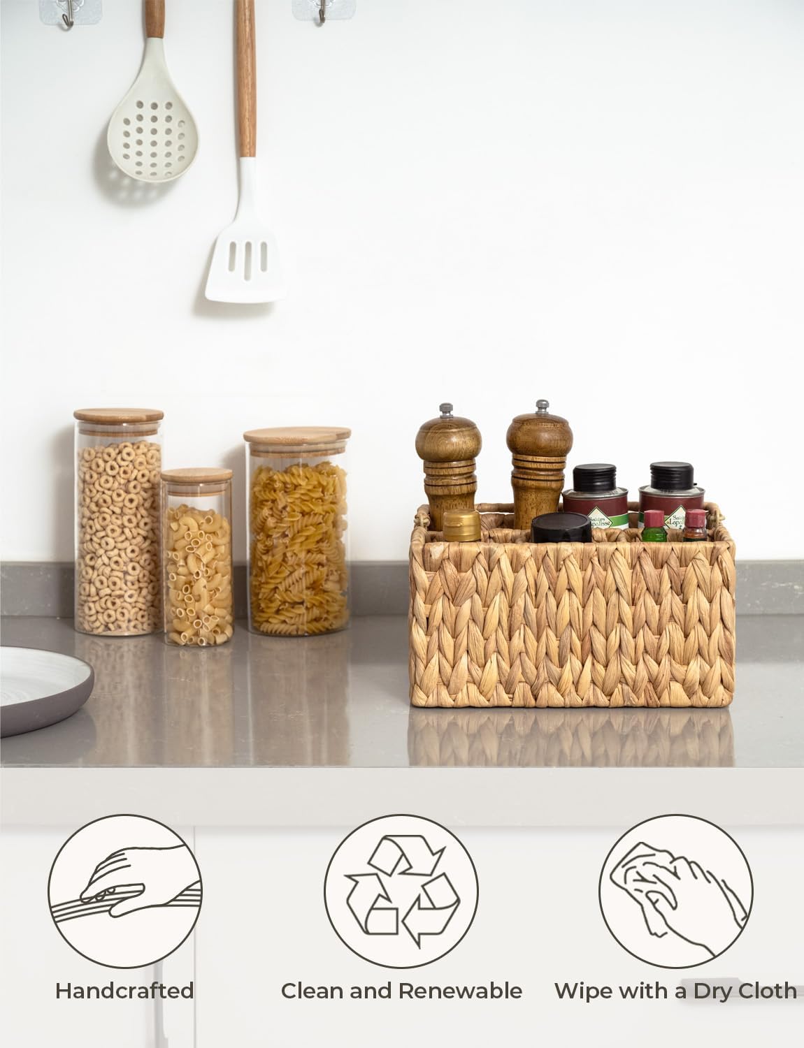 StorageWorks Wicker Silverware Caddy for Party, Rattan Utensil Holder