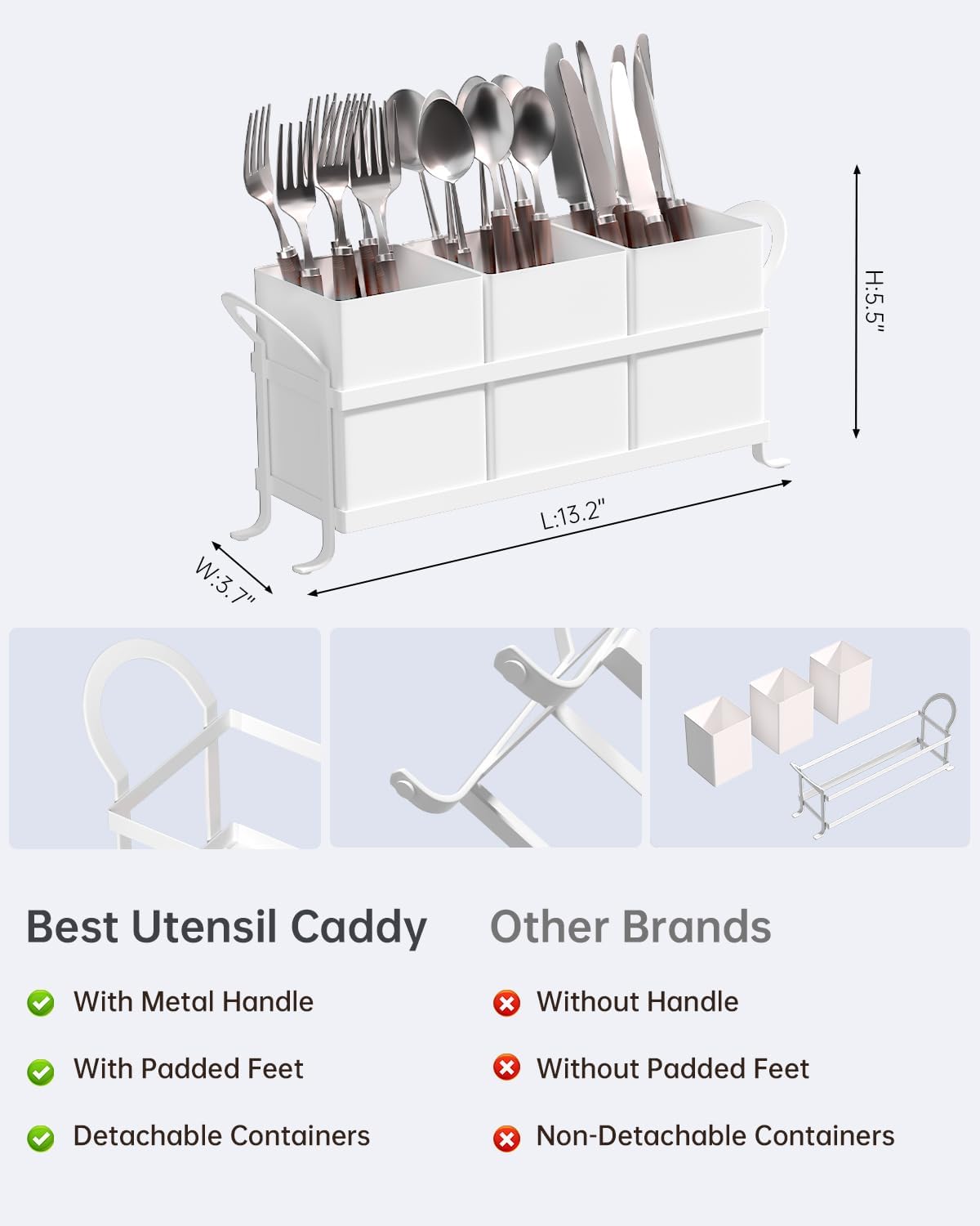 White Kitchen Utensil Holder - Chic Silverware Holder for Party, Compact and Versatile Utensil Caddy, Ideal for Countertop and Party Use